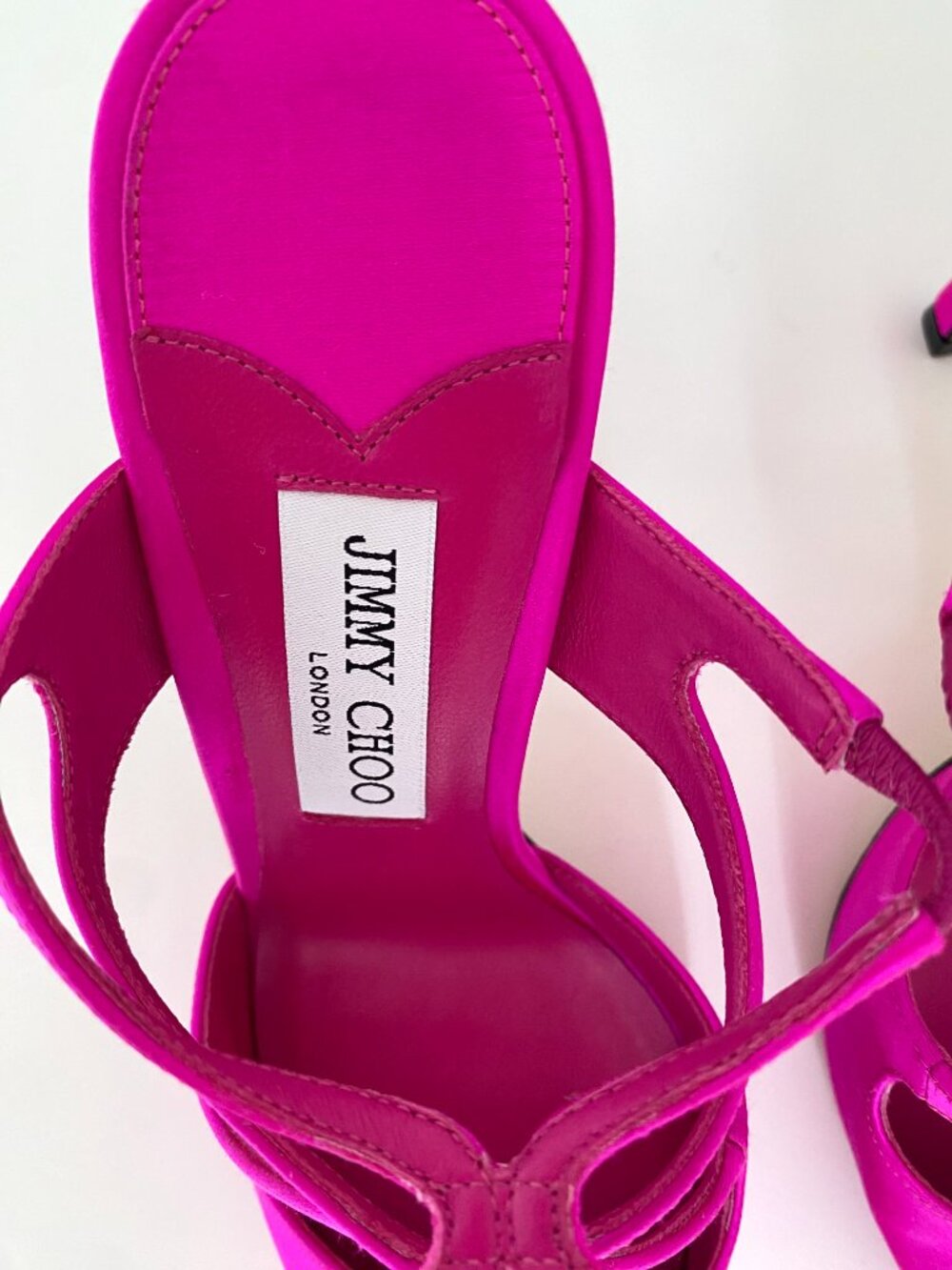 New Jimmy Choo Azia 95 Satin Pumps | Fuchsia Pink Strappy Heels | Size 8 - Picture 10 of 12